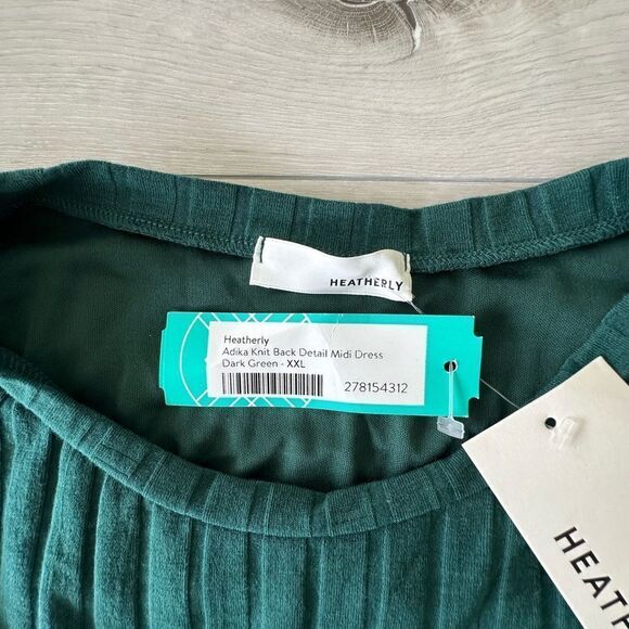 Heatherly Adika Knit Back Detail Midi Dress Stitch‎ Fix Dark Green XXL NWT - Picture 5 of 6